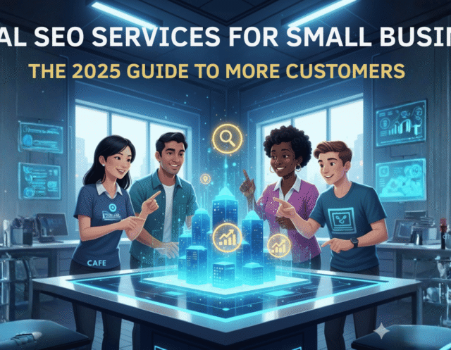 LOCAL SEO SERVICES FOR SMALL BUSINESS Local SEO services for small business in 2025 with map and pins illustration