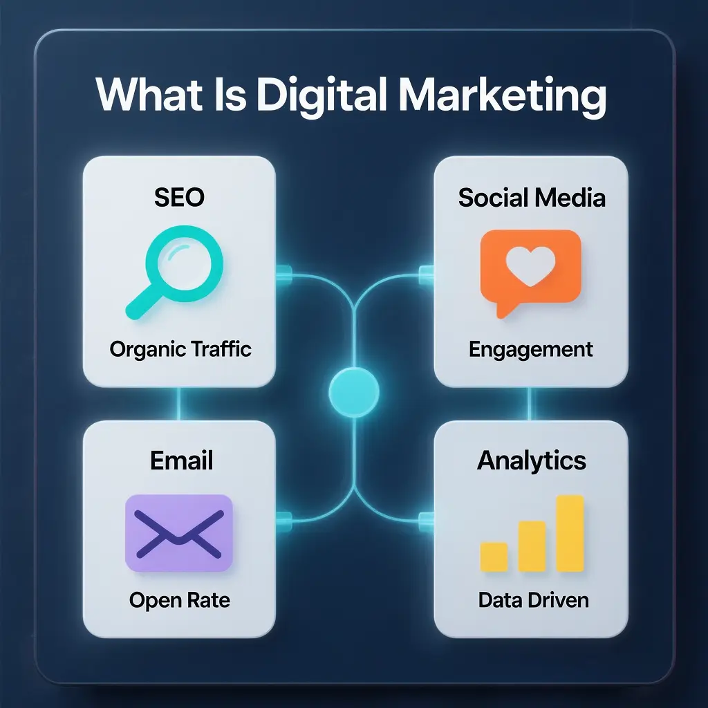 What is Digital marketing overview including SEO PPC social media email content 2025