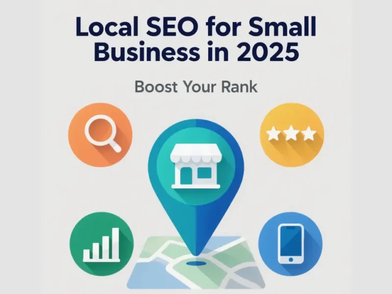 Local SEO for small business 2025 guide showing map and ranking example