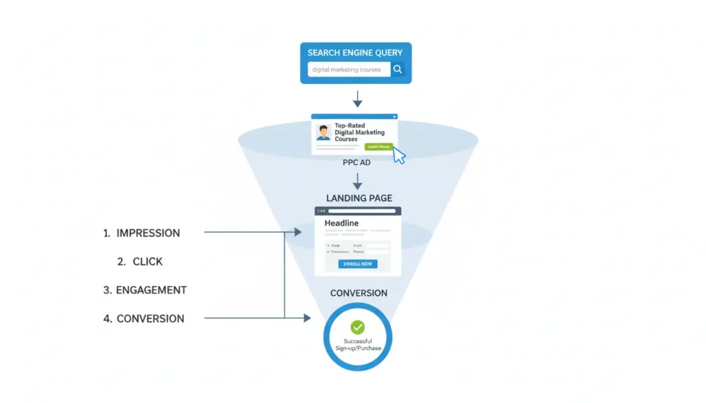 PPC advertising customer journey from awareness to conversion