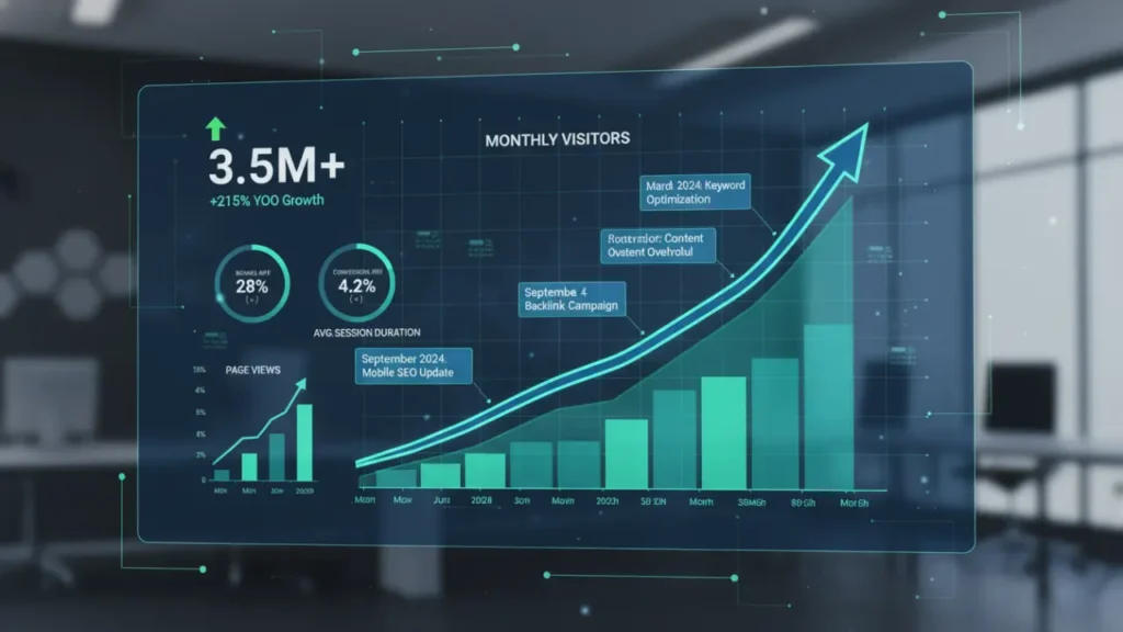 Website traffic growth chart SEO content